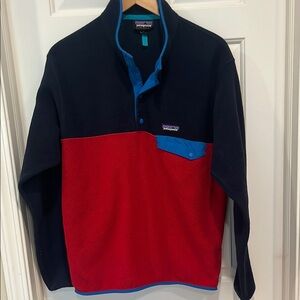 Patagonia Black and Red Fleece with Blue Accents